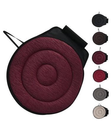 360 Rotating Seat Cushion for Car Rotating Seat Cushion Elderly for Car Portable Rotating Memory Foam Car Seat Pad 360 Degrees Elderly Support Non Slip Cushion Swivel Seat Cushion (Wine red)