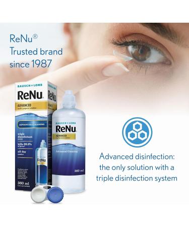 ReNu Advanced Multi Purpose Contact Lens Solution More Than Clean For Soft Contact Lenses Condition Clean Remove Protein Disinfect Rinse and Store Your Lenses Lens Case Included 1 x 360 ml 1 x 360ml - Buy Online on GoSupps.com
