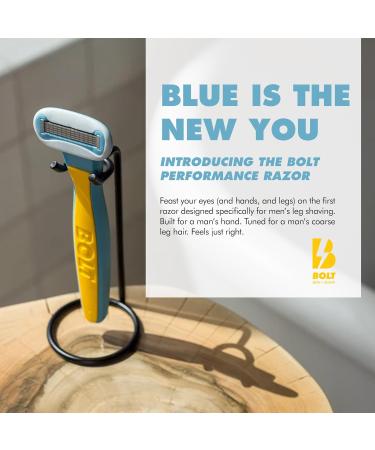 Buy Bolt Performance Razor for Men's Leg Shaving - Ergonomic Zinc Alloy 5-Blade Cartridge with Aloe & Vitamin E - Includes 2 Cartridges - International Shipping Available - Buy Online on GoSupps.com