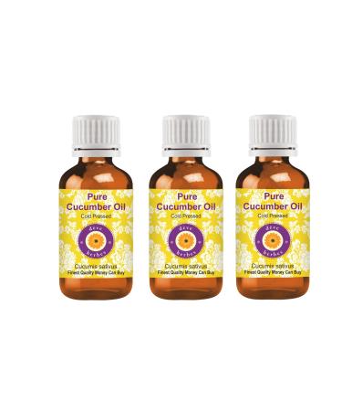 DEve Herbes Pure cucumber oil (cucumis sativus) natural therapeutic quality cold -pressed (pack of three) 100ml x 3 (10 oz) 100 ml (3 -pack)
