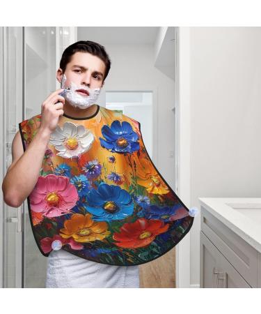 Flower Painting Beard Bib Apron - Non-Stick Hair Catcher for Men | Unique Shaving Gifts | International Shipping - Buy Online on GoSupps.com