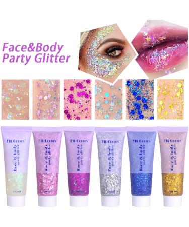 Mermaid Sequins Body Glitter Gel 50ml - Sparkling Chunky Lotion for Face, Hair, and Nails - Cosmetic Shimmer Eyeshadow - Perfect for Christmas Parties - Pink, Silver, Gold - Buy Online on GoSupps.com