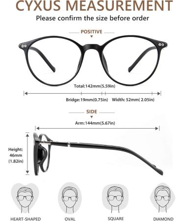 Cyxus Women's Blue Light Filter Round Glasses | Fashionable Anti-Harmful Blue Light Protection | Black 8002 for PC & Cell Phone Use - Buy Online on GoSupps.com