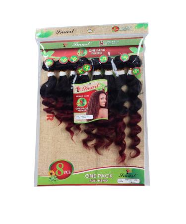 Loose Wave Hair Extensions - 8 Bundle Brazilian Human Hair Ombre Burgundy (8 10 12 14 Inch) - Buy Online on GoSupps.com