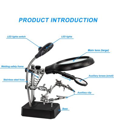 AORAEM LED Light Helping Hands Magnifier Station with 2.5X 7.5X 10X Magnification and Clamp - Ideal for Soldering, Crafting, and Jewelry Making - Buy Online on GoSupps.com