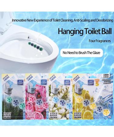 Shayu 5 in 1 Toilet Cleaner - Rimblock Hanger wit 4 Fresh Fragrances Hang Cleaning Ball Cleansing Foam Takes Away Dirt Quick Foaming Hanging Cleanser Odor Eliminator tablets 50g - Buy Online on GoSupps.com