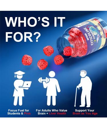 ABYSSUS Citicoline Gummies 1000mg (CDP Choline), Sugar Free Citicoline Supplements for Cognitive & Brain Function, Liver Health, Vegan, 60 Count - Buy Online on GoSupps.com