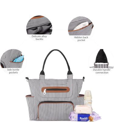 SONARIN 7pcs Nappy Changing Bag Set - Multifunction Mummy Tote Bag with Changing Mat and Stroller Straps - Black - Buy Online on GoSupps.com