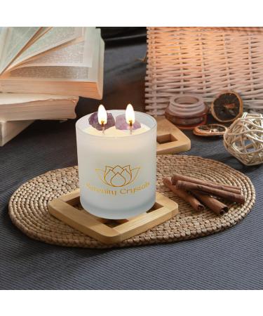 Serenity Crystals Candle Infused with Amethyst, Sea Salt & Sage - Natural Relaxation and Positive Energy - Buy Online on GoSupps.com