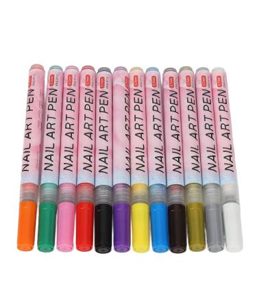 12 Colors Nail Art Pens Set Quick Dry Portable Long Lasting Nail Painting Drawing Pens for Details Lines