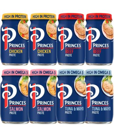 Sandwich Spread Bundle with Princes Chicken Paste 75g x2 Beef Paste 75g x2 Salmon Paste 75g x2 and Tuna & Mayonnaise Paste 75g x2 (8 Pack)