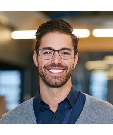 Litima Men's Reading Glasses - 3-Piece Set Rectangle Frame Spring Hinge Blue Light Filter UV Protection Gray/Leopard Pattern - Visual Aid 1.25x - Buy Online on GoSupps.com