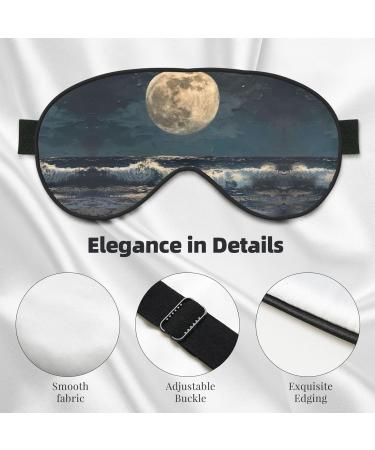 Moon and Sea Print Double-Sided Eye Mask Soft and Light Blocking for Enhancing Sleep Quality - Buy Online on GoSupps.com