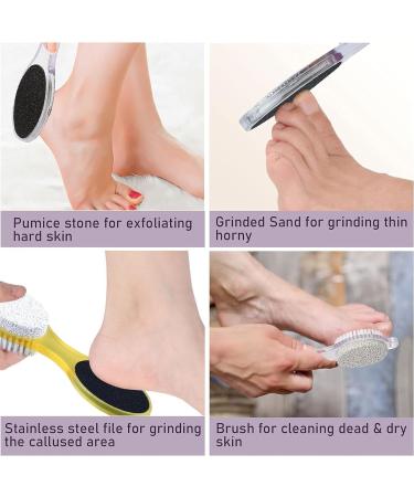 2Pcs Cleaning Pumice Stone 4 in 1 Foot Scrubber with Pumice Stone Sandpaper File Stainless Steel Remove Dead Skin Easily Removing Dead Skin Heels for Both Dry and Wet Feet Foot Care - Buy Online on GoSupps.com
