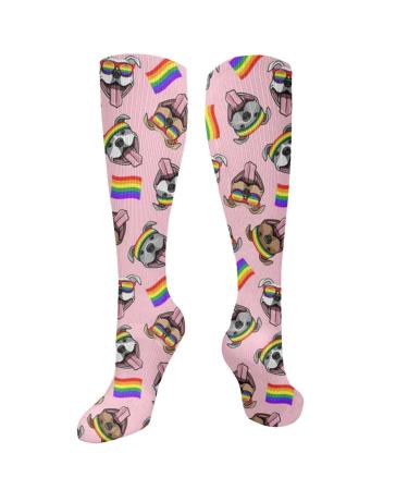 Pride Pit Bulls Pitties LGBTQ compression socks for women and men circulation 15 20 mmHg is the best support for sporty running and cycling