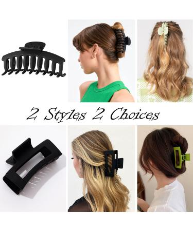 Large Hair Claw Clips 8 Pack: Strong Hold Rectangular & Square Styles for Thick Hair - Matte Warm Color Pink - Women's Hair Accessories - Buy Online on GoSupps.com