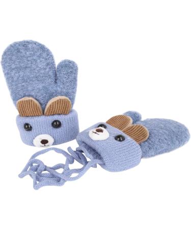 Infant Toddlers Winter Mittens | Cute Cartoon Gloves for Baby Girls Boys 0-3 Years | Plush Padded Knitted Mittens - Light Blue - Buy Online on GoSupps.com