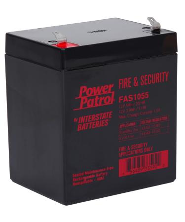 Interstate Batteries Power Patrol 12V 5Ah Fire & Security Battery (FAS1055) Sealed Lead Acid Rechargeable SLA AGM (F1 Terminal) Fire Alarms, Security Systems