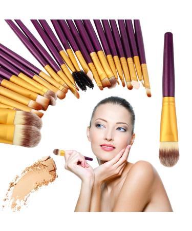 20-Piece Purple & Gold Makeup Brush Set - Eyeshadow Eyebrow Foundation & Eyeliner Brushes - Premium Cosmetic Tools for Flawless Beauty - Buy Online on GoSupps.com