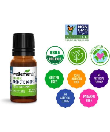 Wellements Organic Probiotic Drops for Baby Digestive & Immune Support | 0.25 Fl Oz 141188 | Dye-Free, Paraben-Free, Preservative-Free | Infants & Toddlers - Buy Online on GoSupps.com
