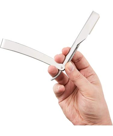 Fripac Steel Razor - Foldable Silver Blade for Precise Shaving | Perfect for Beard Contour Cuts & Neck Area - 640g - Buy Online on GoSupps.com