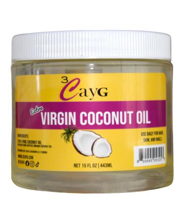 Buy 3CayG 15oz Extra Virgin Coconut Oil for Soft Skin Hair Growth & Nail Care | Best Organic Coconut Oil Online - Buy Online on GoSupps.com