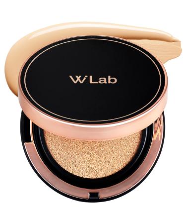 W.LAB Selfie Big Cover Cushion Foundation with Big Cushion Puff & Mirror -Flawless Coverage with Matte Finish   SPF50+ PA+++ Sun Protection   Redness  Blemish & Acne Cover for Oily Skin  0.85 fl.oz. (21 Selfie Light)