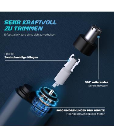 Pain-Free Nasal Hair Trimmer for Men & Women - Stainless Steel IPX7 Waterproof Type C Charging - Easy to Use (Blue) - Buy Online on GoSupps.com