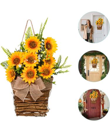 HOMSFOU 3pcs Sunflower Basket Sunflower Centerpieces for Tables Fake Plant Spring Wreaths Artificial Sunflowers Hanging Basket Christmas Farmhouse Decor Wall Silk Flower Flowerpot Yellowx3pcs 40x14cmx3pcs - Buy Online on GoSupps.com
