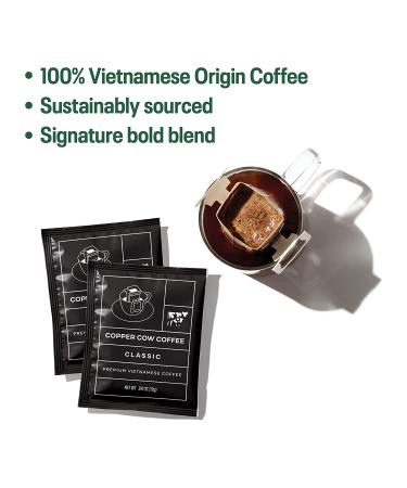 Copper Cow Coffee Premium Vietnamese Single-Serve Black Coffee 16 Count Pack - Classic Black Coffee - Buy Online on GoSupps.com