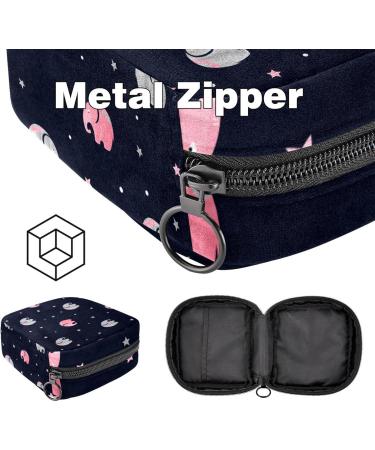 Cute Elephant Sanitary Napkin Storage Bag - Large Zippered Organizer for Period Pads & Tampons - Pink Gray Multicolor - Perfect for Girls & Women - Buy Online on GoSupps.com