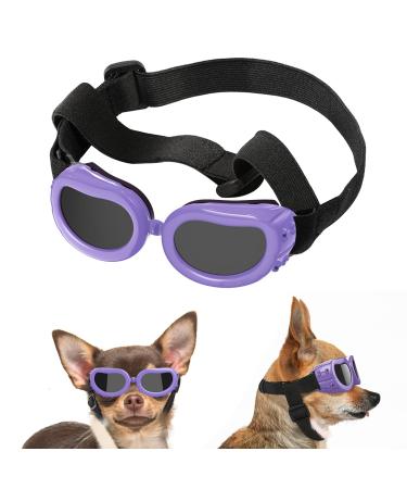 Lewondr sunglasses for dogs UV safety glasses dogs windproof & anti -fitting glasses & waterproof dog glasses with adjustable rubber band for small dogs - macaron purple