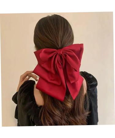 Hair Bows for Women 2PCS Black Red Hair Bow Satin Bow Hair Clips Large Silky Ribbon Bows Hair Accessories Bow Clips for Women Short 1 count (Pack of 1) Short Style - Buy Online on GoSupps.com