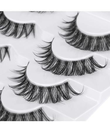 Geeneiya Clear Band Cat Eye Lashes Pack - 7 Pairs Natural Wispy Mink DD Curl Russian Strip Short Volume False Eyelashes 15mm Manga - Best Quality Clear Band Fake Lashes - Buy Online on GoSupps.com