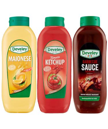 Develey Develey Salsa Classic 3 Mainese Ketchup BBQ 3 Squeeze Bottles 875 ml