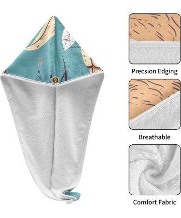 Cute Doodle Capybara Hair Towel 2 Pack - Super Absorbent Quick Dry Hair Turbans for Women & Girls - Buy Online on GoSupps.com
