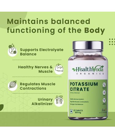 Verem Health Veda Organics Potassium Citrate 800mg - 60 Veg Tablets for Nerve, Muscle, Joint, & Bone Health | Manage Electrolytes | Men & Women - Buy Online on GoSupps.com
