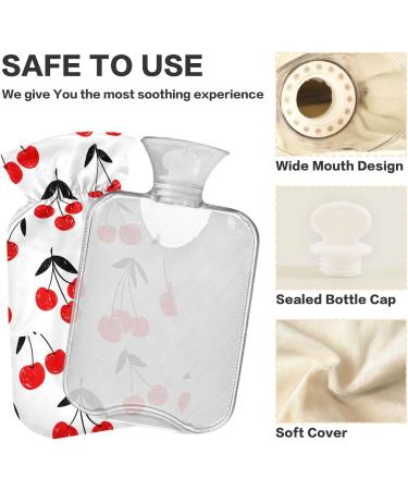 NAANLE Cartoon Cherry Berry Heat Bottle - 1L Transparent Hot Water Bottle for Bed Hand & Foot Warmer Pain Relief & Cold Therapy - Buy Online on GoSupps.com
