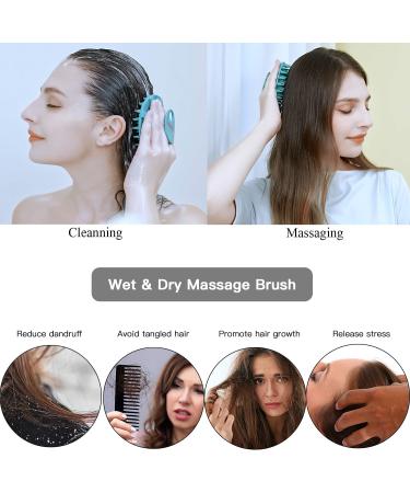 Scalp Massager Shampoo Brush - Wet & Dry Head Scrubber for Hair Growth & Dandruff Removal - Soft Silicone Bristles - Dark Green - Buy Online on GoSupps.com