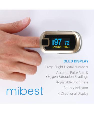 Mibest OLED Finger Pulse Oximeter - O2 Meter Dual Color White/Luxury Gold - Buy Online on GoSupps.com