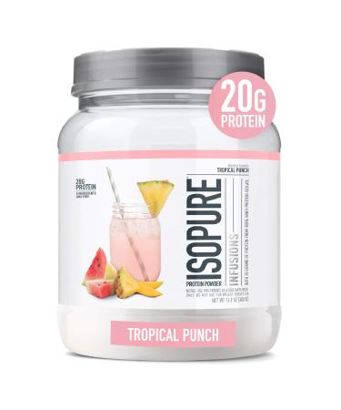 Isopure Protein Powder, Gluten Free, Whey Protein Isolate, Post Workout Recovery Drink Mix, Prime Drink, Infusions- Tropical Punch, 16 Servings Tropical Punch 16 Servings (Pack of 1)