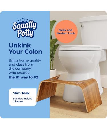 Squatty Potty Slim Teak Finish Toilet Stool - 7 Height Brown - Buy Online on GoSupps.com