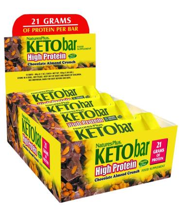 Nature's Plus Ketoslim High Protein Bar Chocolate Almond Crunch 12 Bars 2.1 oz (60 g) Each