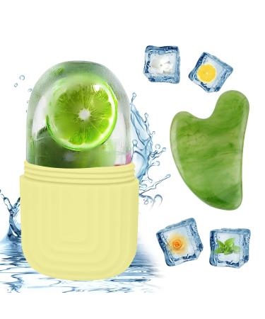 Scettar Face Ice Roller reusable silicone facial roller with Gua Sha board scooter face to tighten the skin reduce the pores and reduce wrinkles (green) - Buy Online on GoSupps.com