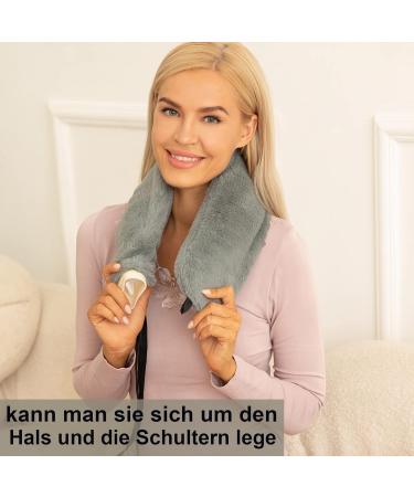 Owozoi Long Hot Water Bottle with Soft Cover & Kangaroo Bags - 72cm 2L - Ideal for Neck Shoulder & Bed - Perfect Women's Gift in Gray - Buy Online on GoSupps.com