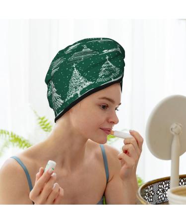 Christmas Trees Microfiber Hair Towel - Super Absorbent Coral Velvet Wrap for Long Curly & Thick Hair | Quick Dry for Women - Buy Online on GoSupps.com