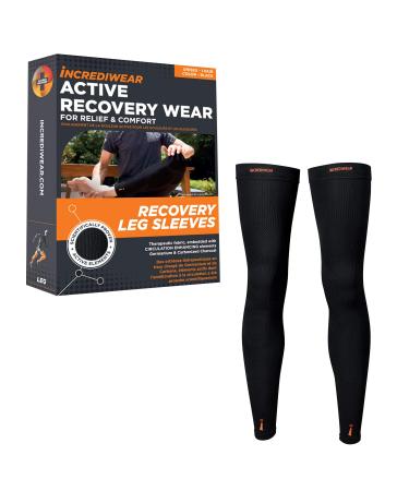 Incrediwear Leg Sleeve 2pk Full Length Long Leg Sleeve for Leg Pain Relief & Muscle Recovery Helps Reduce Swelling & Inflammation Promotes Circulation Leg Sleeves for Men & Women (Black Medium) Black Medium