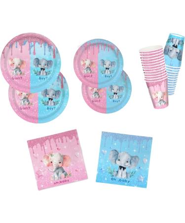 104PCS Gender Reveal Party Decoration Gender Reveal Party Supplies Serve 26 Boys Girls Blue Pink Gender Reveal Party Tableware Set with Disposable Paper Plates Napkins Cups for Gender Reveal Party - Buy Online on GoSupps.com
