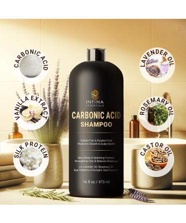 Carbonic Acid Shampoo - Sulfate Free Hair Growth for Men & Women | DHT Blocker with Saw Palmetto & Rosemary Oil - 16 fl oz - Buy Online on GoSupps.com