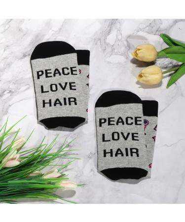 Funny Hairdresser Socks - Peace Love Hair Barber Graduation Gift | Cosmetology Gift for Hair Stylists - Buy Online on GoSupps.com